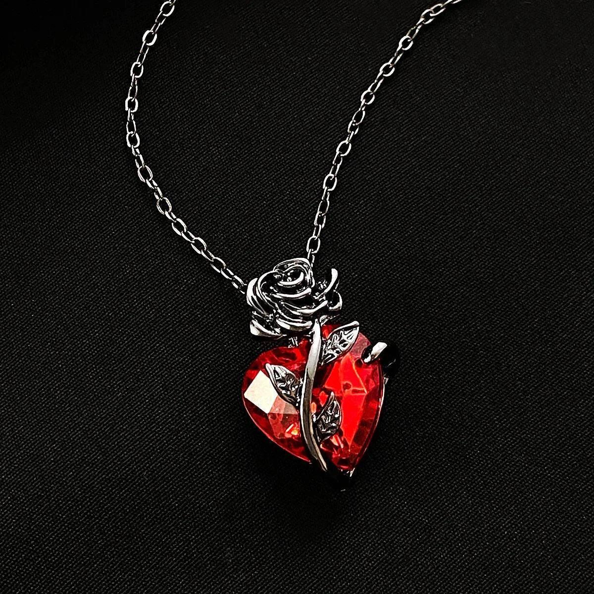 Shop Punk Rose Heart Necklace – Perfect Gift Today! - ZA-Zola