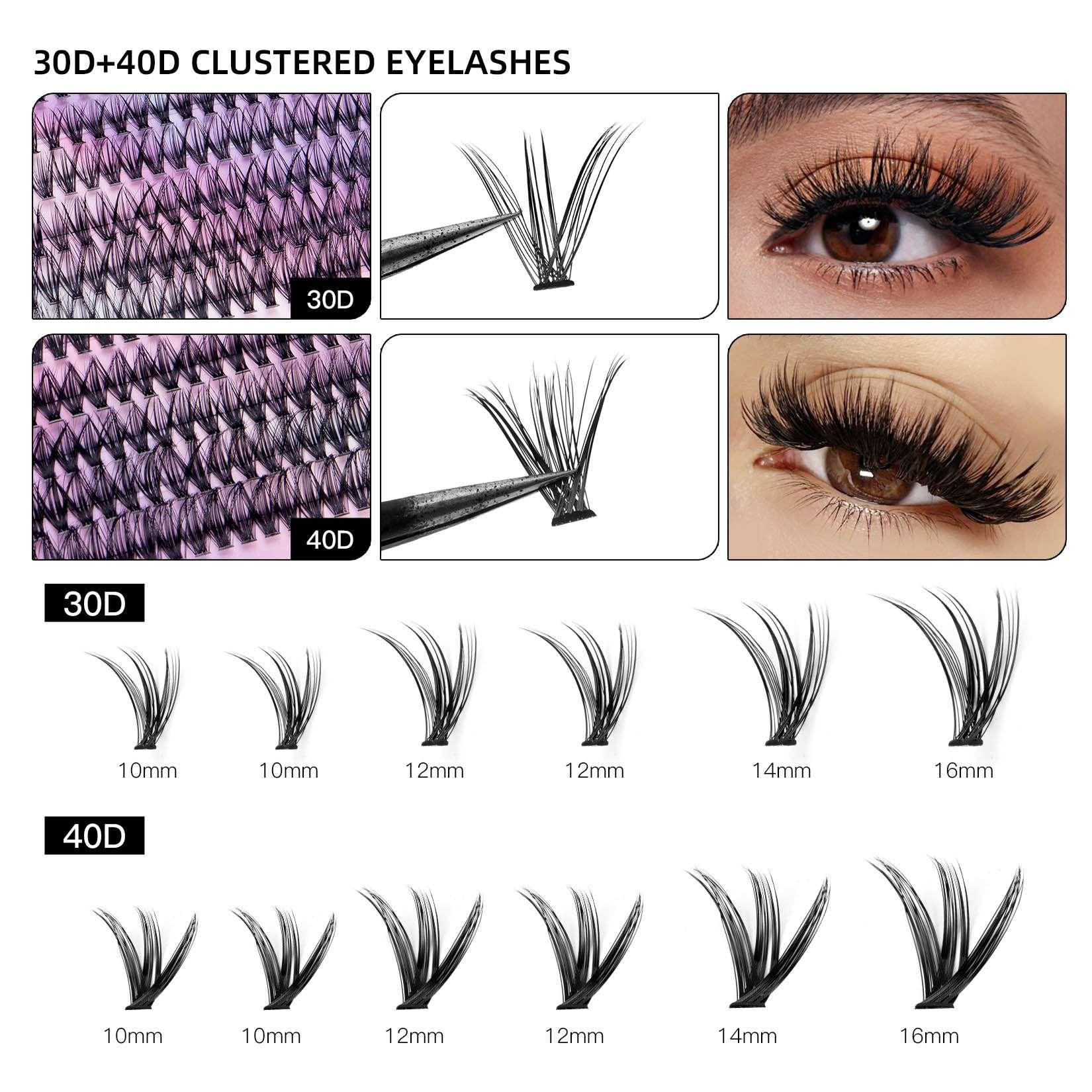 30D & 40D Cluster Lashes – 12 Rows, 240 Segmented Lashes - ZA-Zola