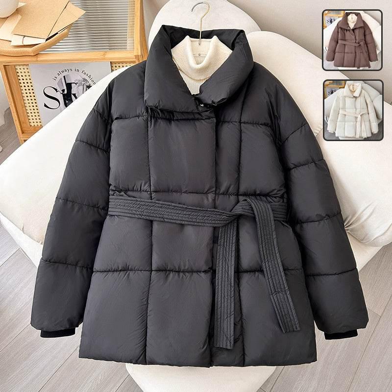 Winter Plaid Lapel Coat for Women | Lace-up Thick Warm Jacket - ZA-Zola