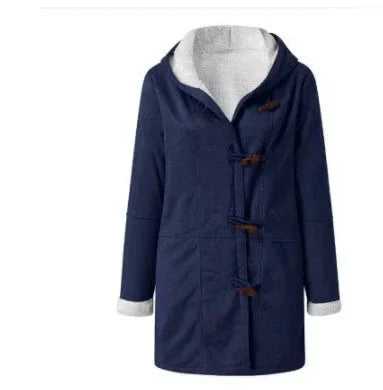 Winter Button Coat Women | Warm Hooded Jacket with Pockets - ZA-Zola