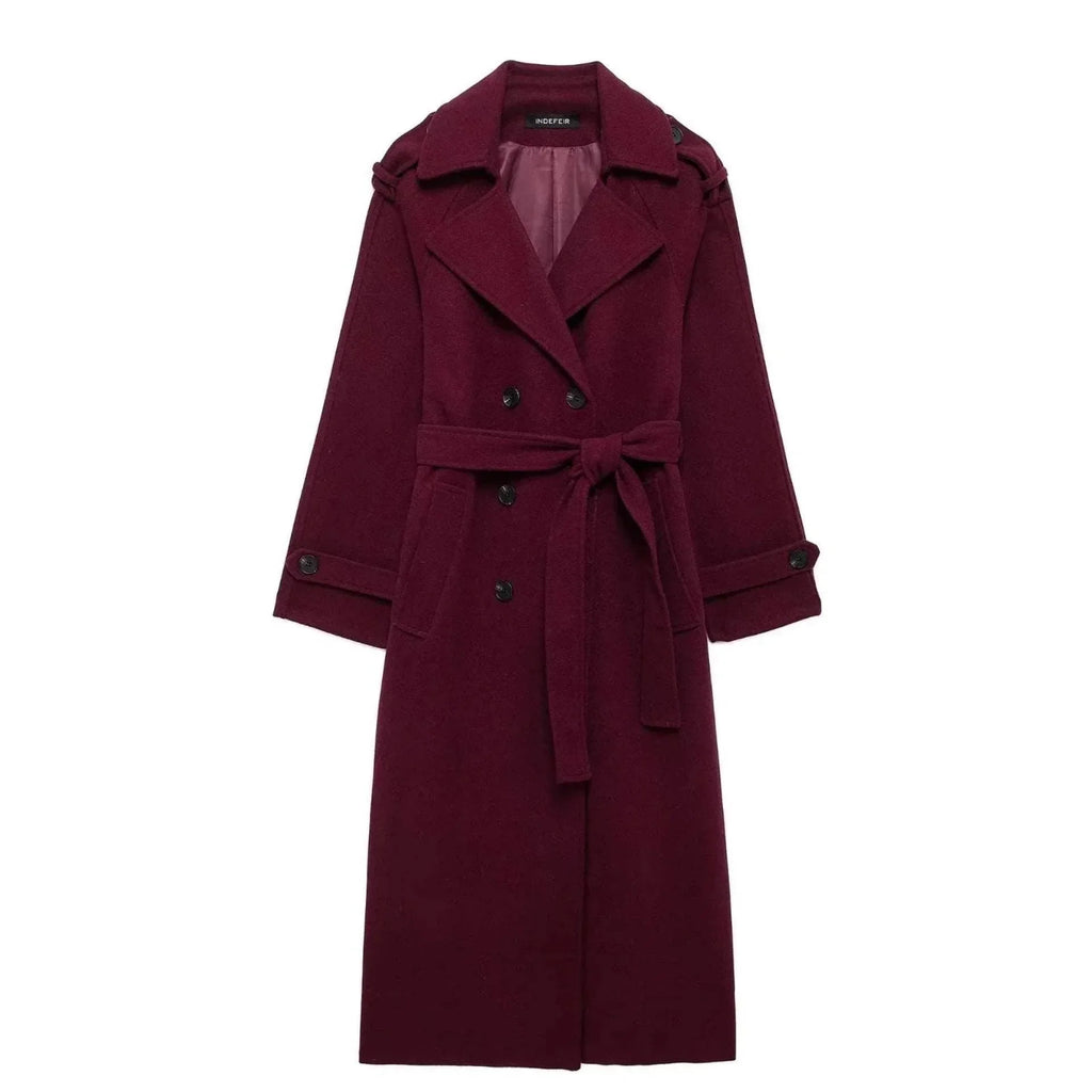 Shop Retro Loose Double-Breasted Trench Coat with Belt - ZA-Zola