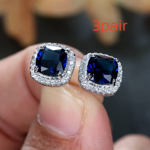 Minimalist Emerald Zircon Studs | Multi-Color Unisex