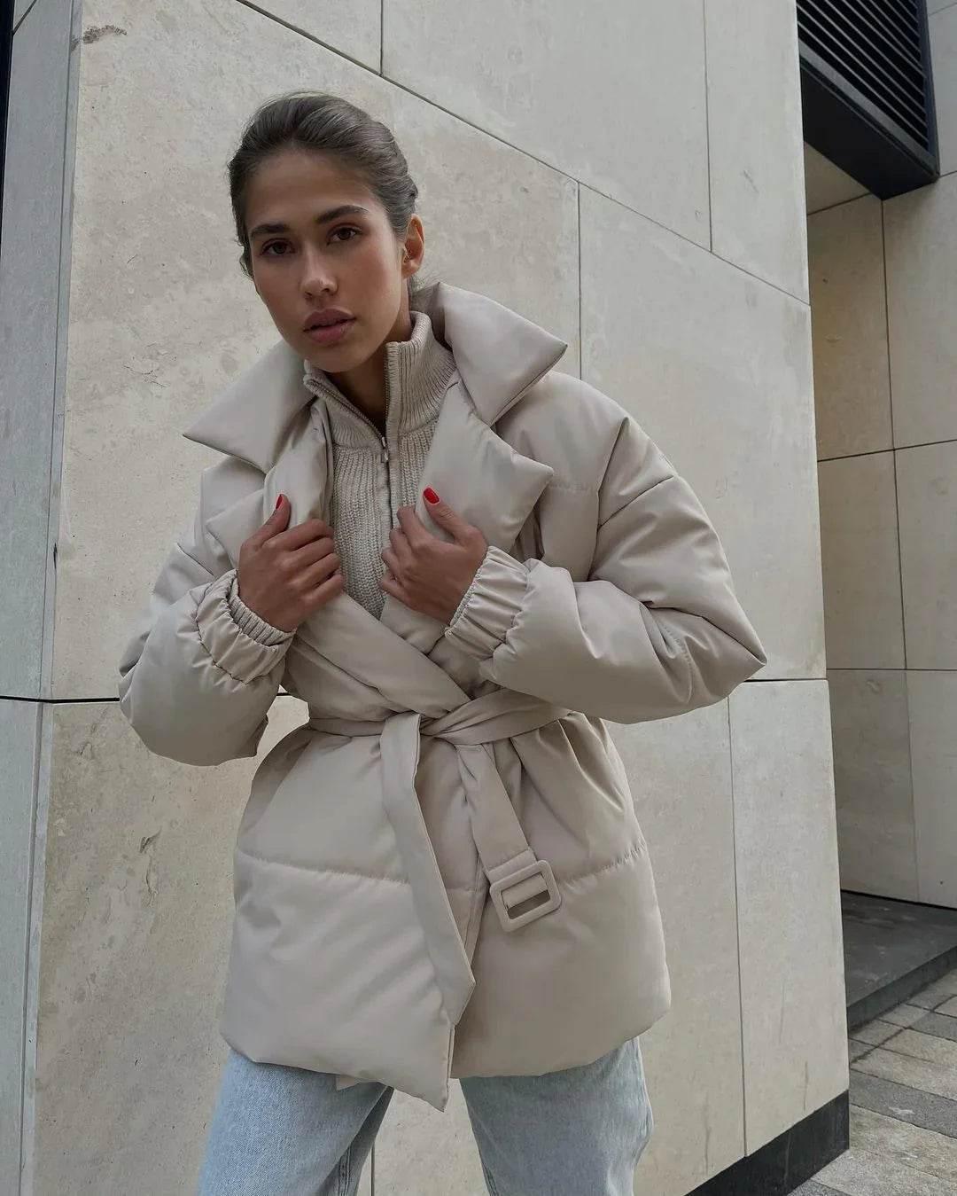 Winter Lapel Waisted Cotton Coat – Stylish Slim Overcoat | Buy Now! - ZA-Zola