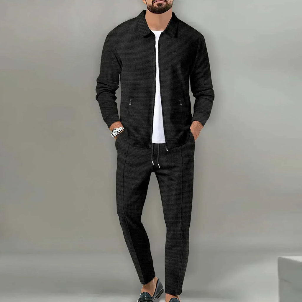 Men’s Slim Fit Jacket Set – Zipper Pocket Lapel Suit - ZA-Zola
