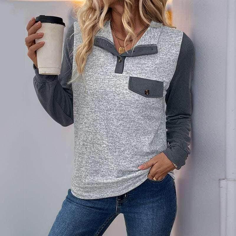 Women’s Stand-Collar Color Stitching Sweater - ZA-Zola
