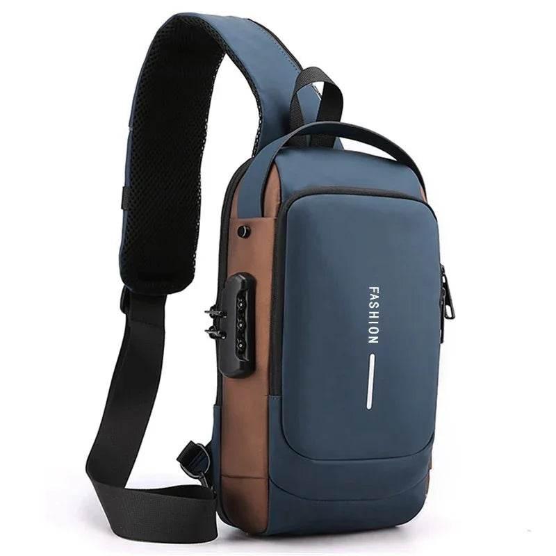 Motorcycle Chest Bag – Anti-Theft PU Leather Messenger with Password Lock - ZA-Zola