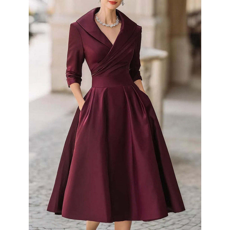 Elegant High Waist Long Sleeve Formal Maxi Dress for Women