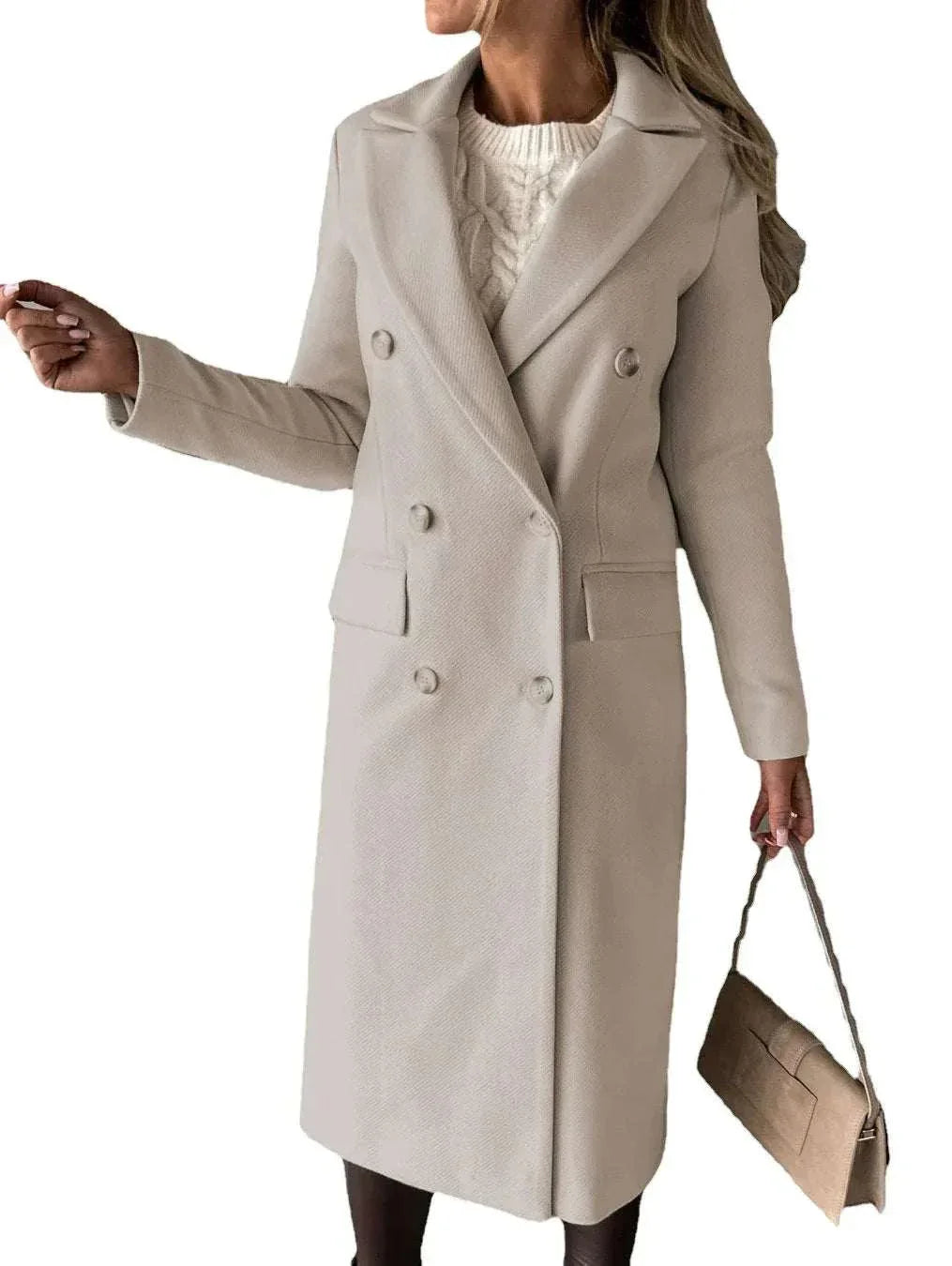 Women Double Breasted Coat Long Sleeve Street - ZA-Zola