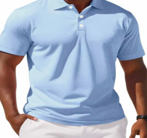 Light blue polo shirt worn by a person with white pants