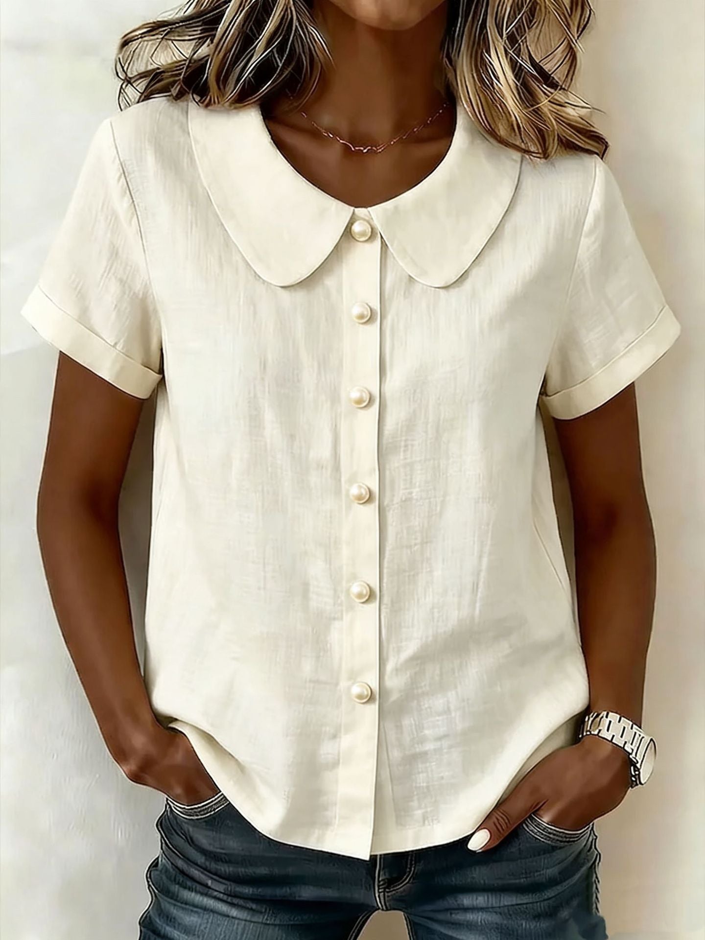Solid Loose Cotton Linen Shirt | Women Casual