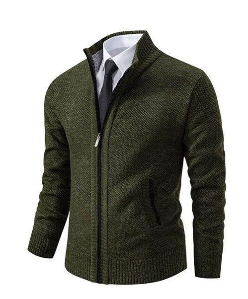Men's Solid Color Stand Collar Cardigan Sweater Coat - ZA-Zola