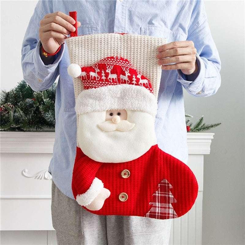 Knitted Christmas Stocking Santa Fireplace Decor - ZA-Zola