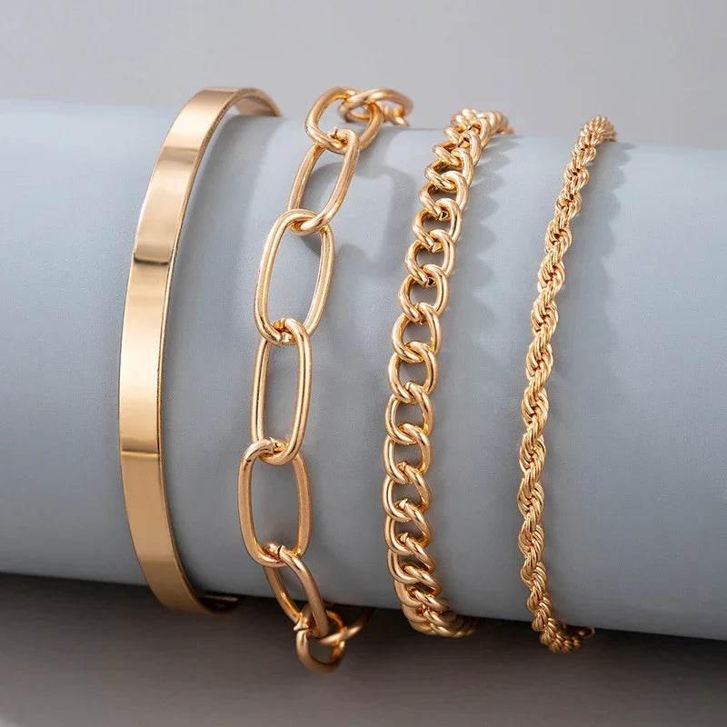 Gold Thick Chain Bracelet Set | Bold & Minimalist Jewelry - ZA-Zola