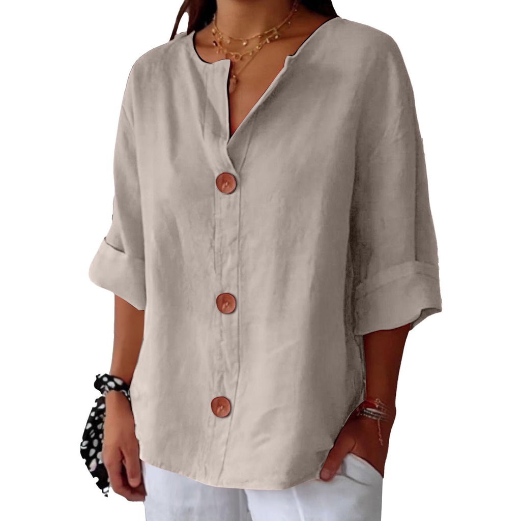V-Neck Pullover Long Sleeve Top For Women