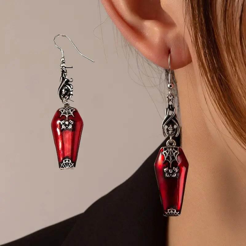 ZA-Zola Red Bat Spider Halloween Earrings - ZA-Zola