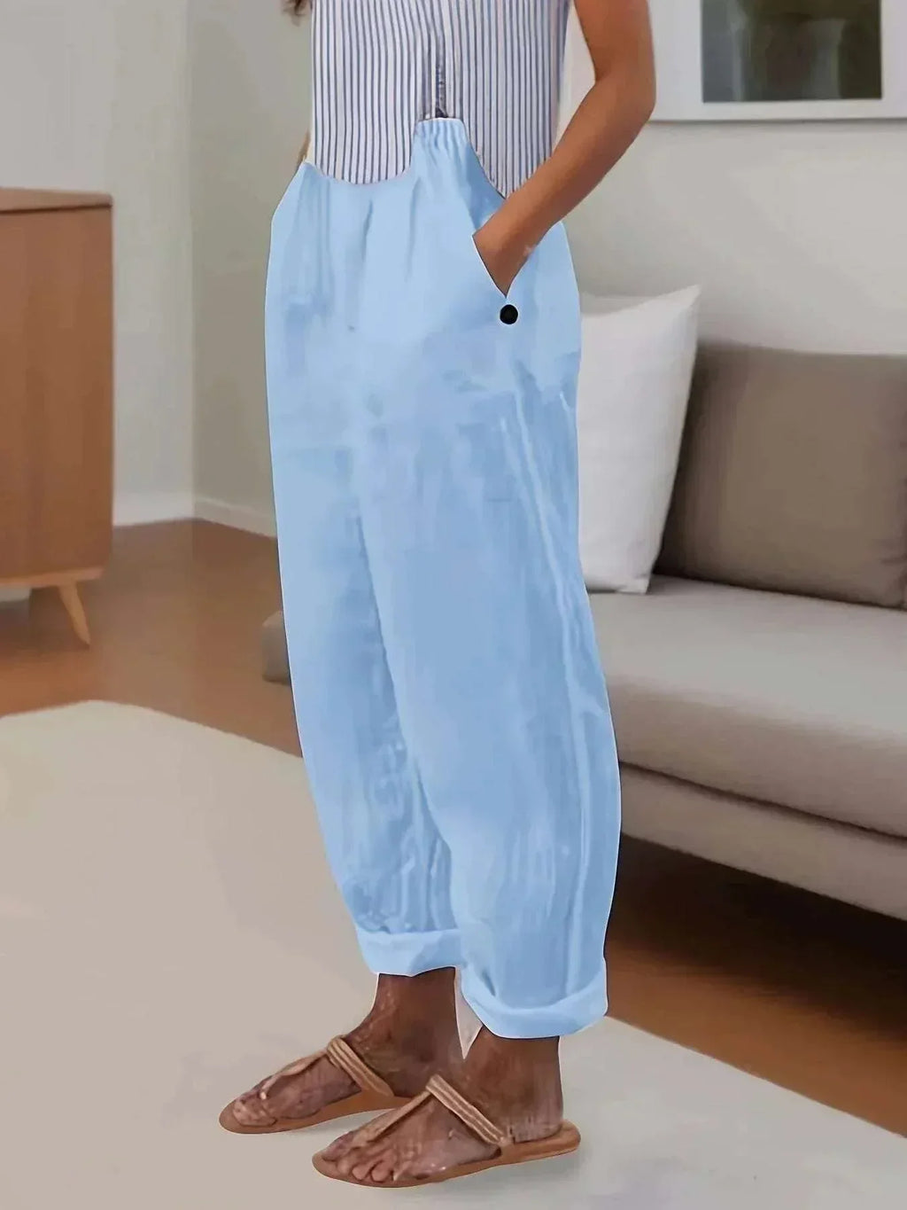 Cotton Linen Straight Casual Pants – Women - ZA-Zola