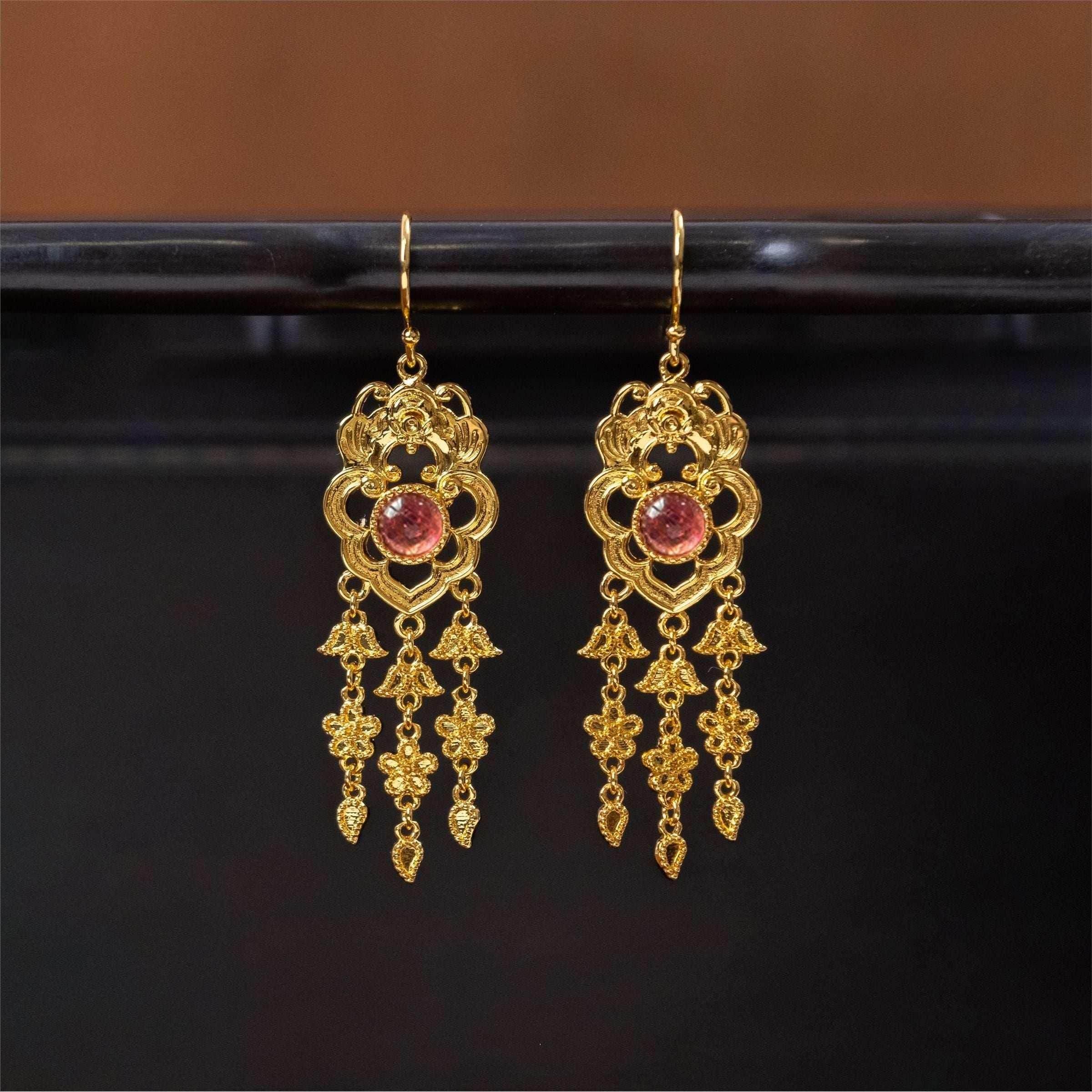 Chinese Bat Tassel Earrings – Blue & White Style - ZA-Zola