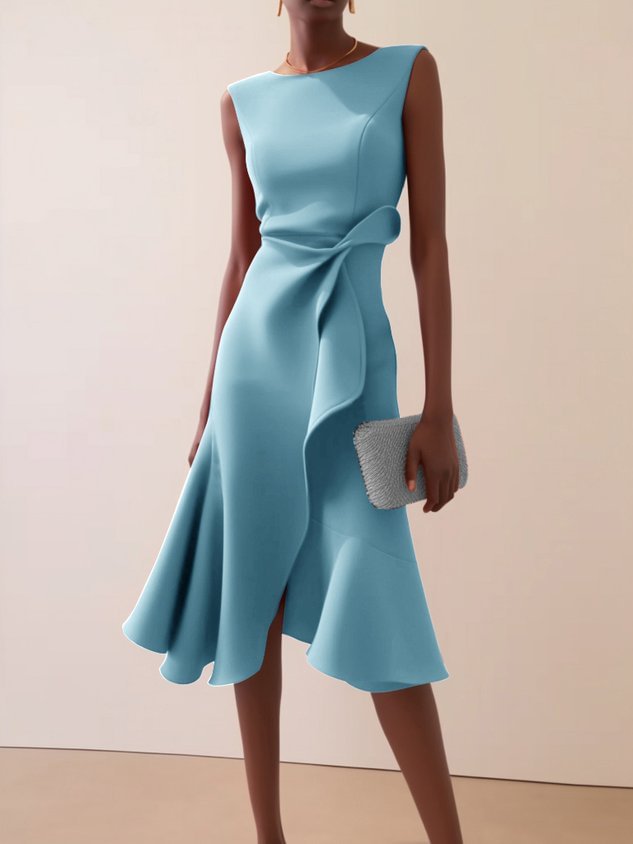 Women’s Sleeveless Round Neck Temperament Long Dress