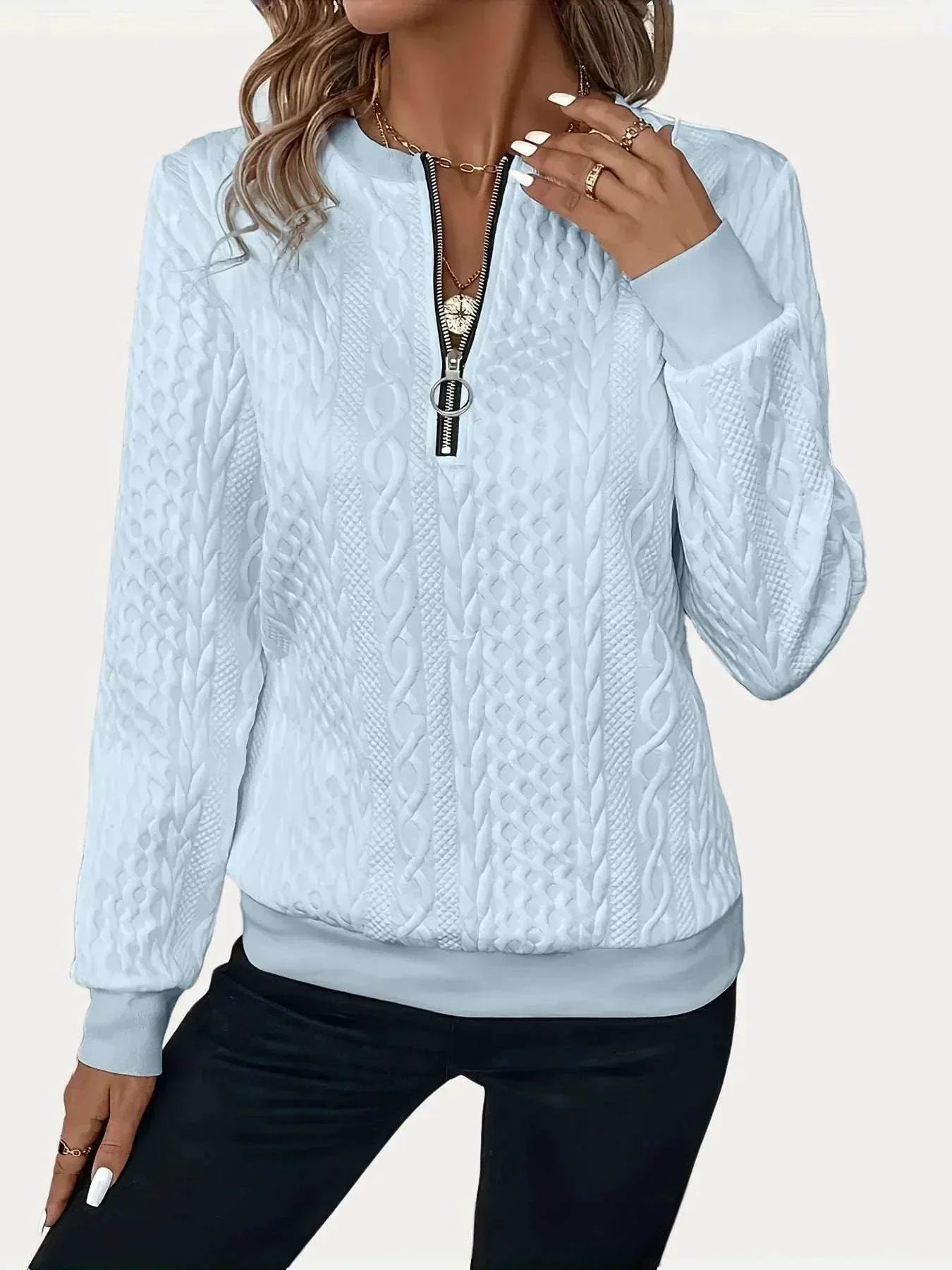 ✨ Solid Color Zipper Pullover – Shop Now! - ZA-Zola