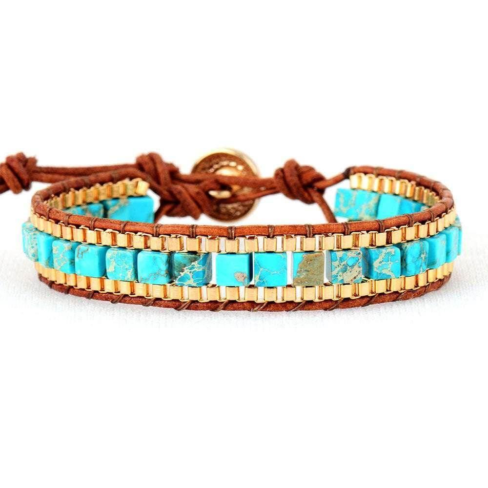 Imperial Stone Hand-Woven Leather Bracelet - ZA-Zola