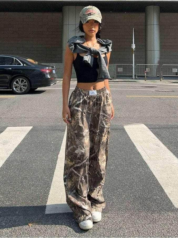Women’s Y2K Camo Cargo Pants with Pockets - ZA-Zola