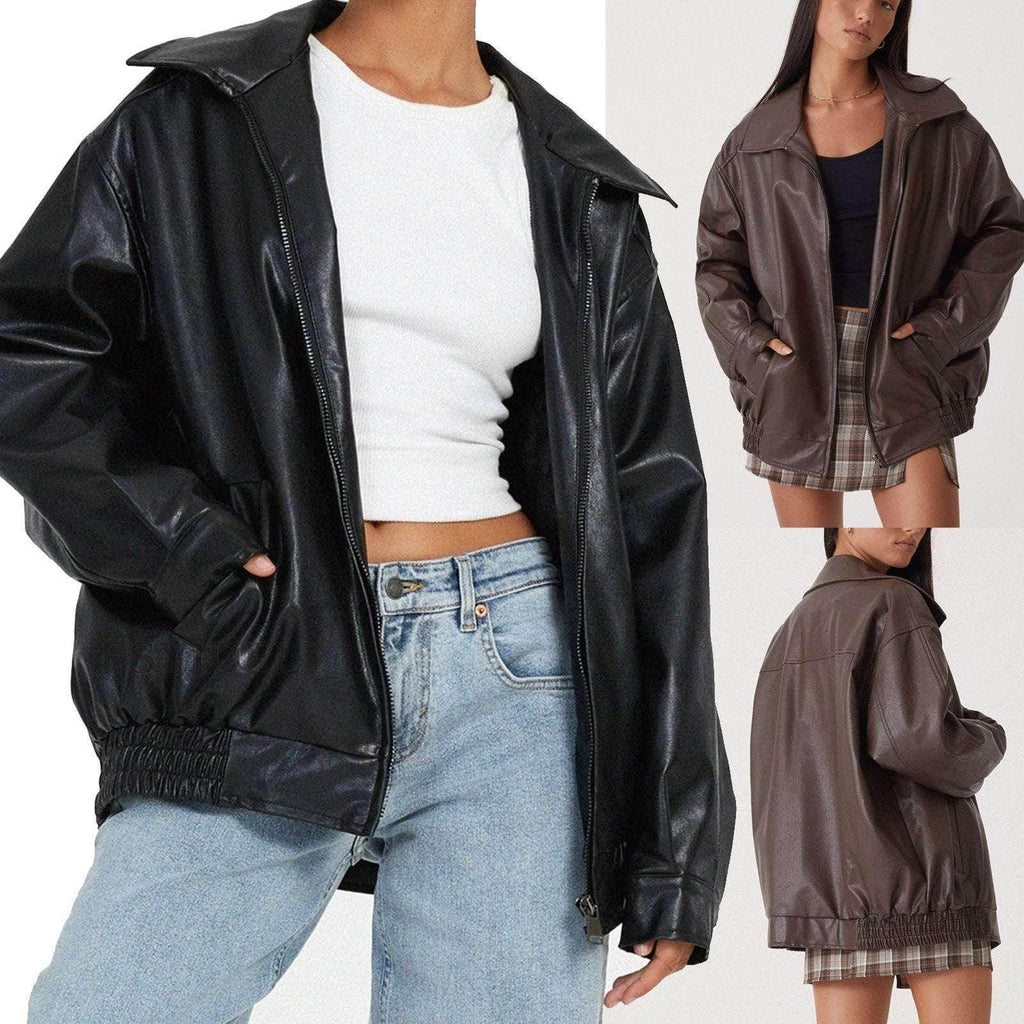Women’s Locomotive Style PU Leather Coat - ZA-Zola