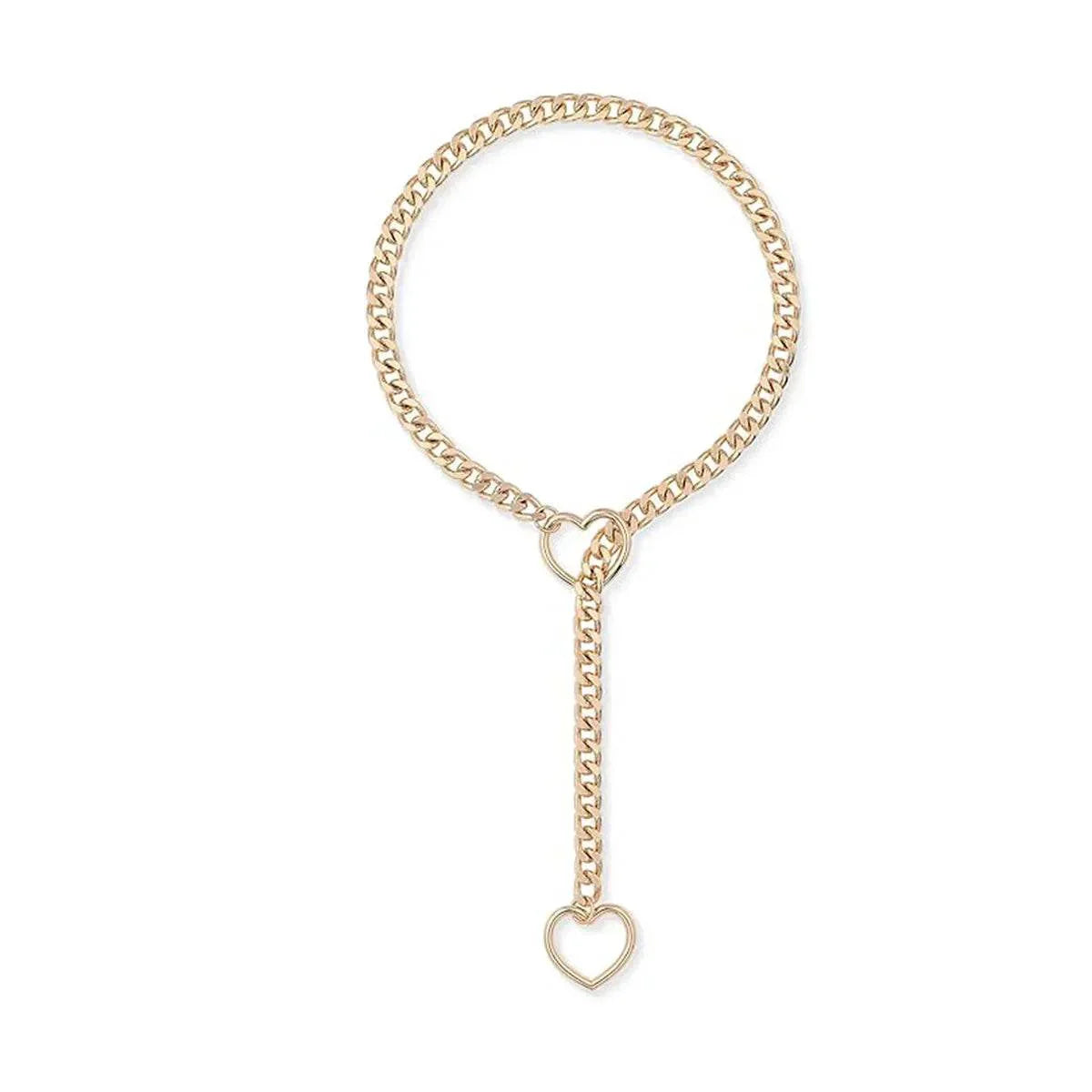 Stainless Steel Lariat Heart Necklace – Punk Rock Style - ZA-Zola