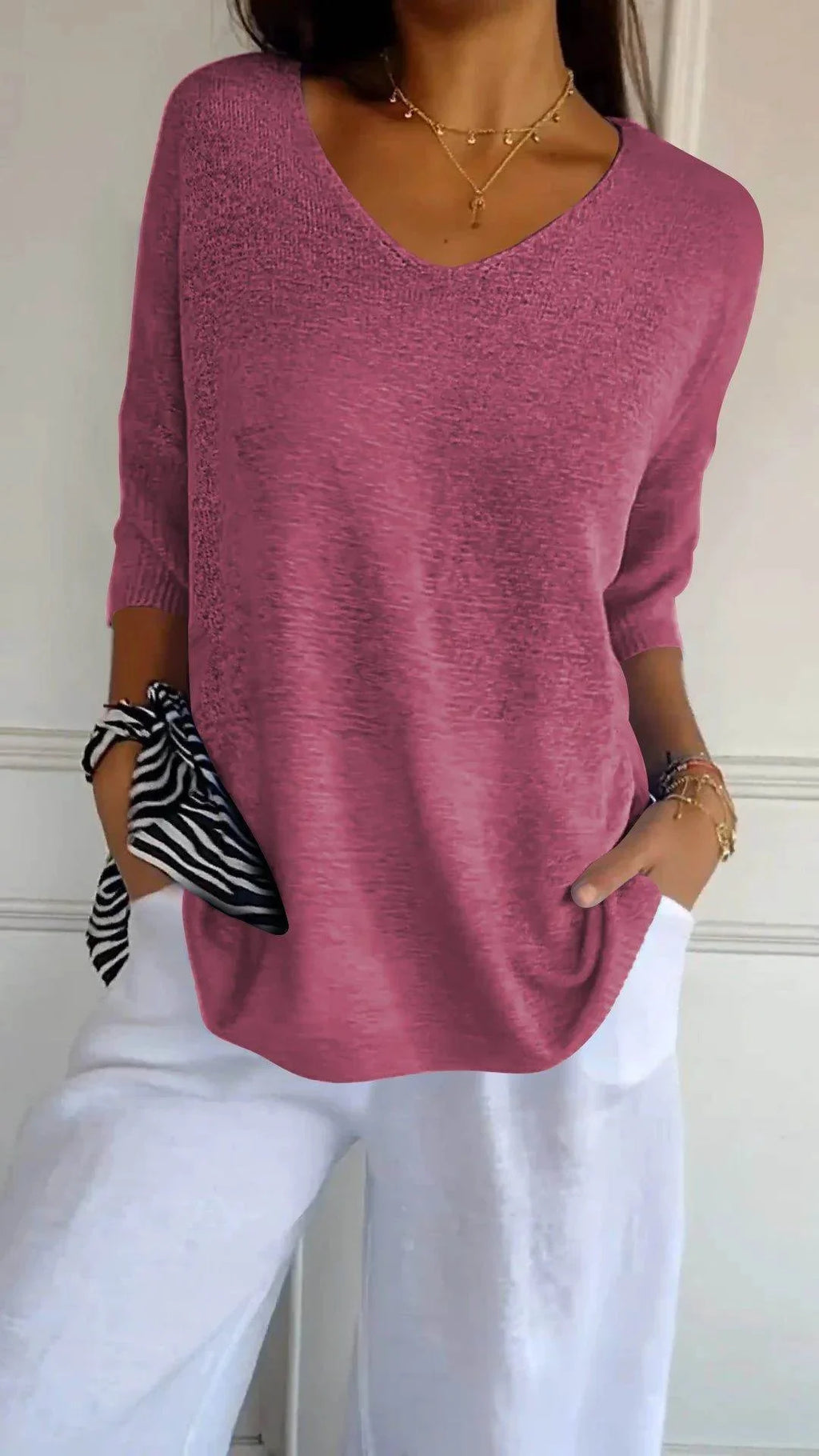 Fully Fashioned Knitwear Women’s V-Neck Sweater - ZA-Zola