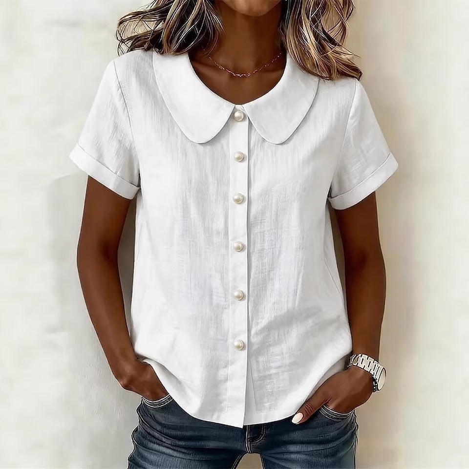 Solid Loose Cotton Linen Shirt | Women Casual