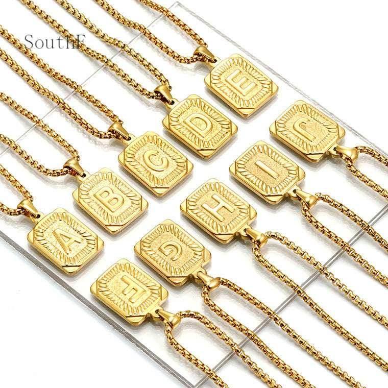 18K Gold Letter Pendant Pearl Chain Necklace - ZA-Zola