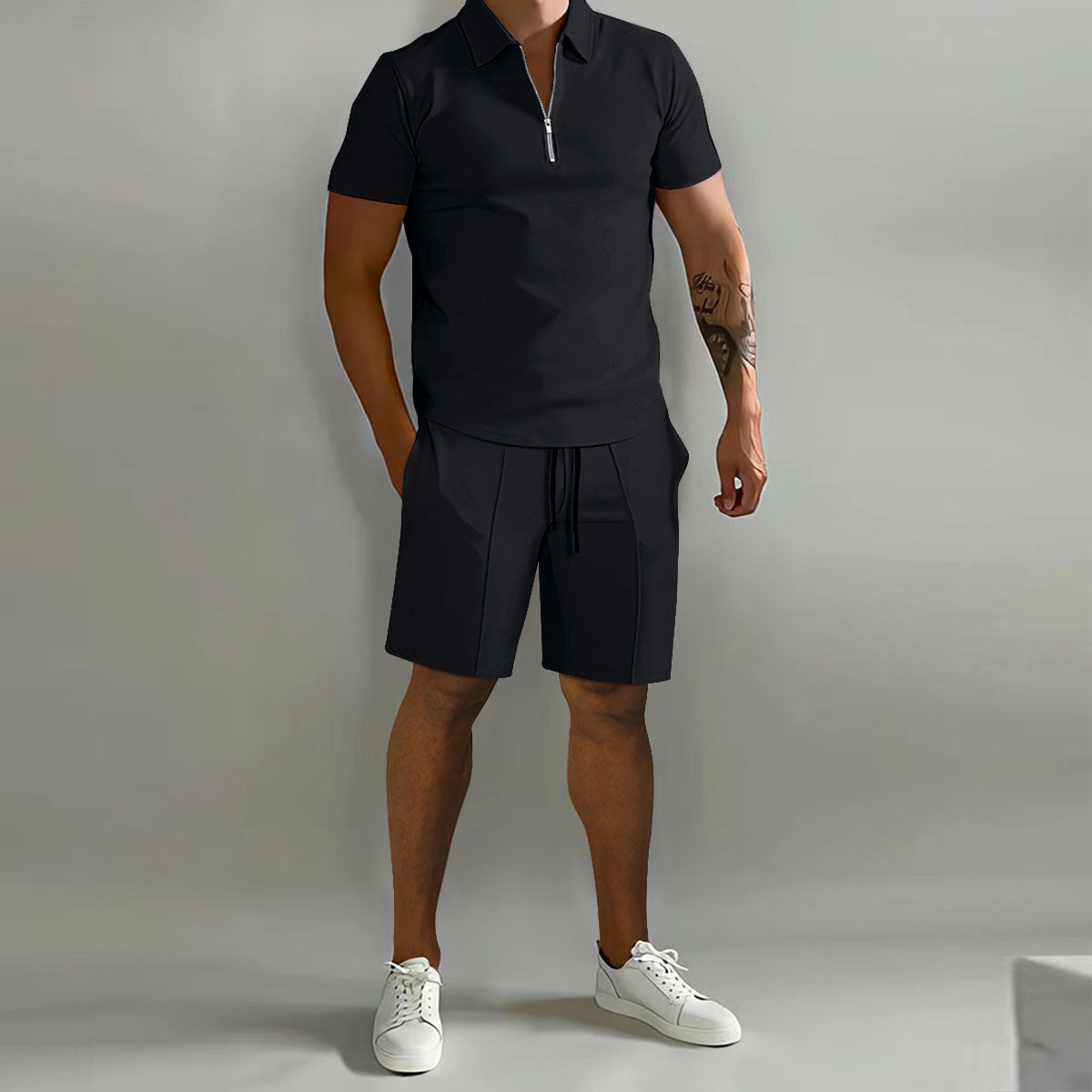 Men's Summer Polo Shirts Shorts Set | Drawstring