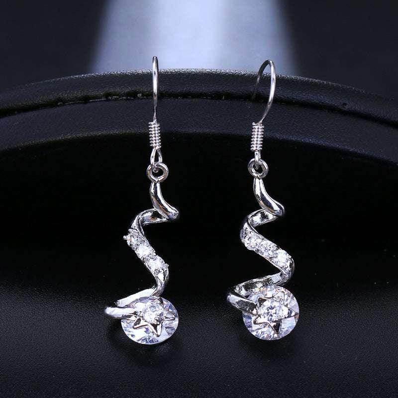 Purple Zircon Spiral Hook Earrings for Women - ZA-Zola