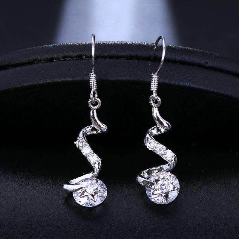 Purple Zircon Spiral Hook Earrings for Women - ZA-Zola