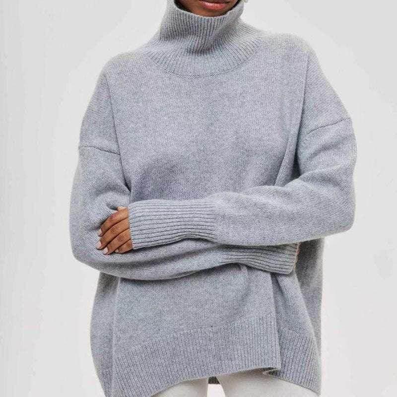 Long Sleeve Solid Color Pullover Sweater Women - ZA-Zola