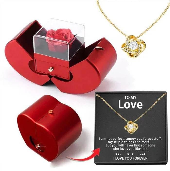 Eternal Rose Necklace Gift Box – Apple Shaped Jewelry Box - ZA-Zola