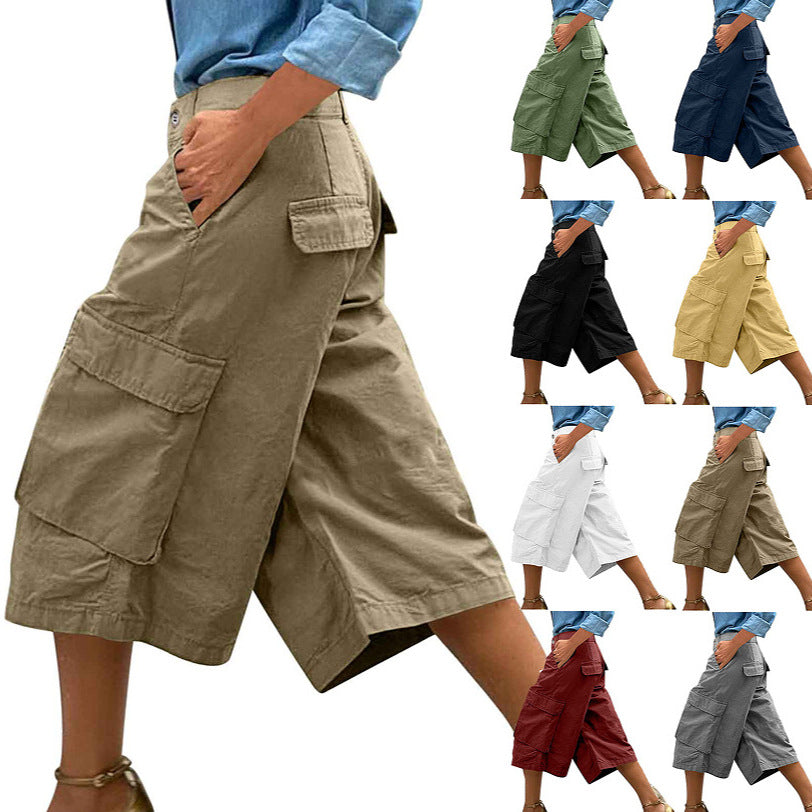 Collage of people wearing various colored shorts on a white background