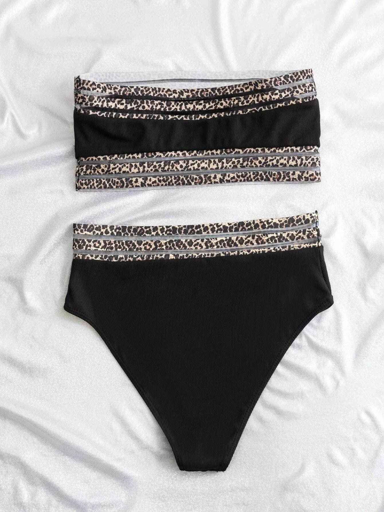Leopard Splicing Strapless Bikini – Sexy & Stylish - ZA-Zola