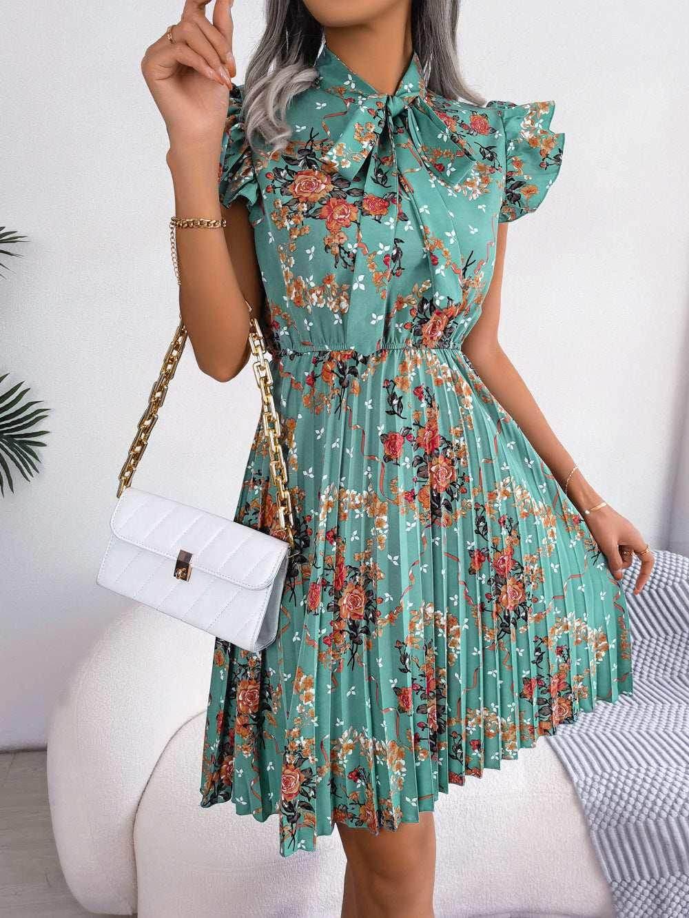 Elegant Floral Pleated Chiffon Skirt – S–XL - ZA-Zola