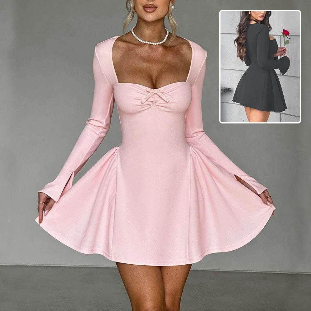 Y2K Slim A-Line Low Neck Dress for Women - ZA-Zola