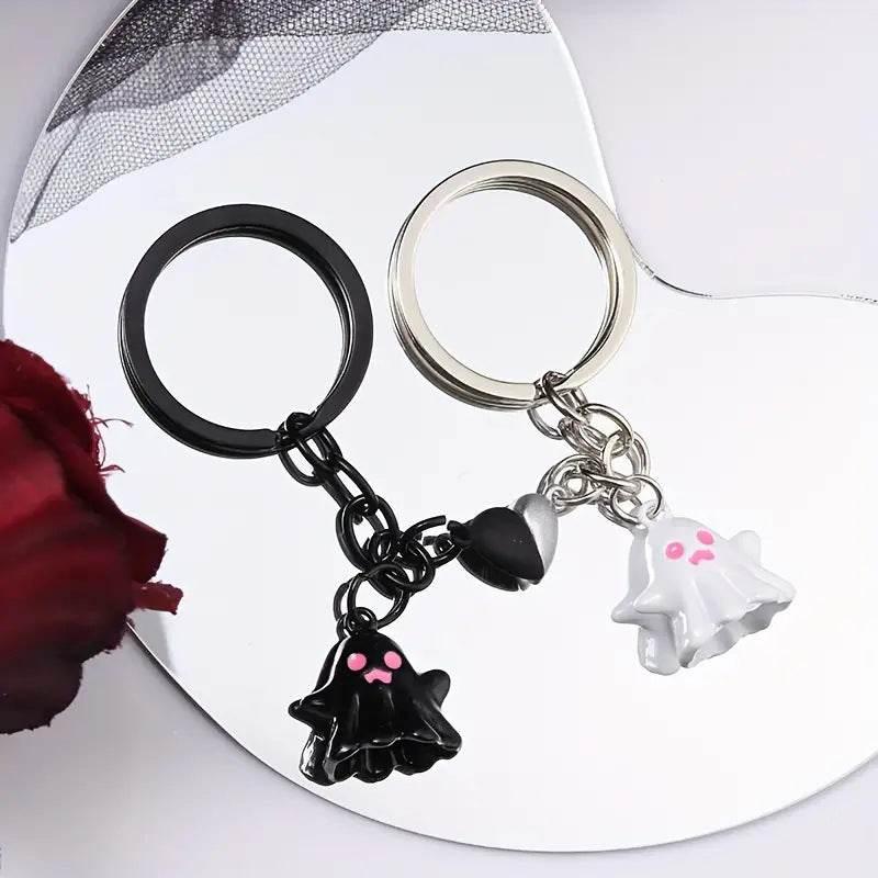 ZA-Zola Black Ghost Cartoon Halloween Keychain Pair - ZA-Zola