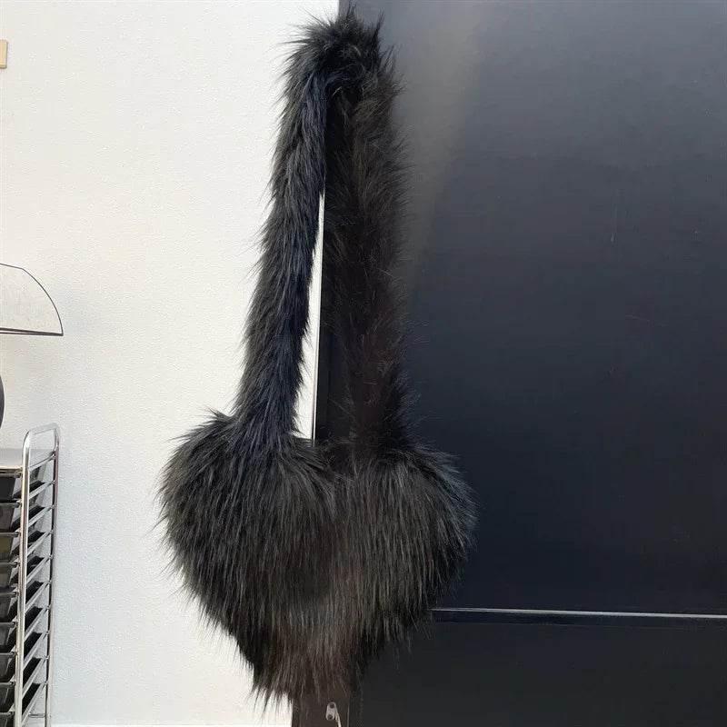 Winter Fleece Heart Shape Bag | Plush Crossbody Handbag - ZA-Zola