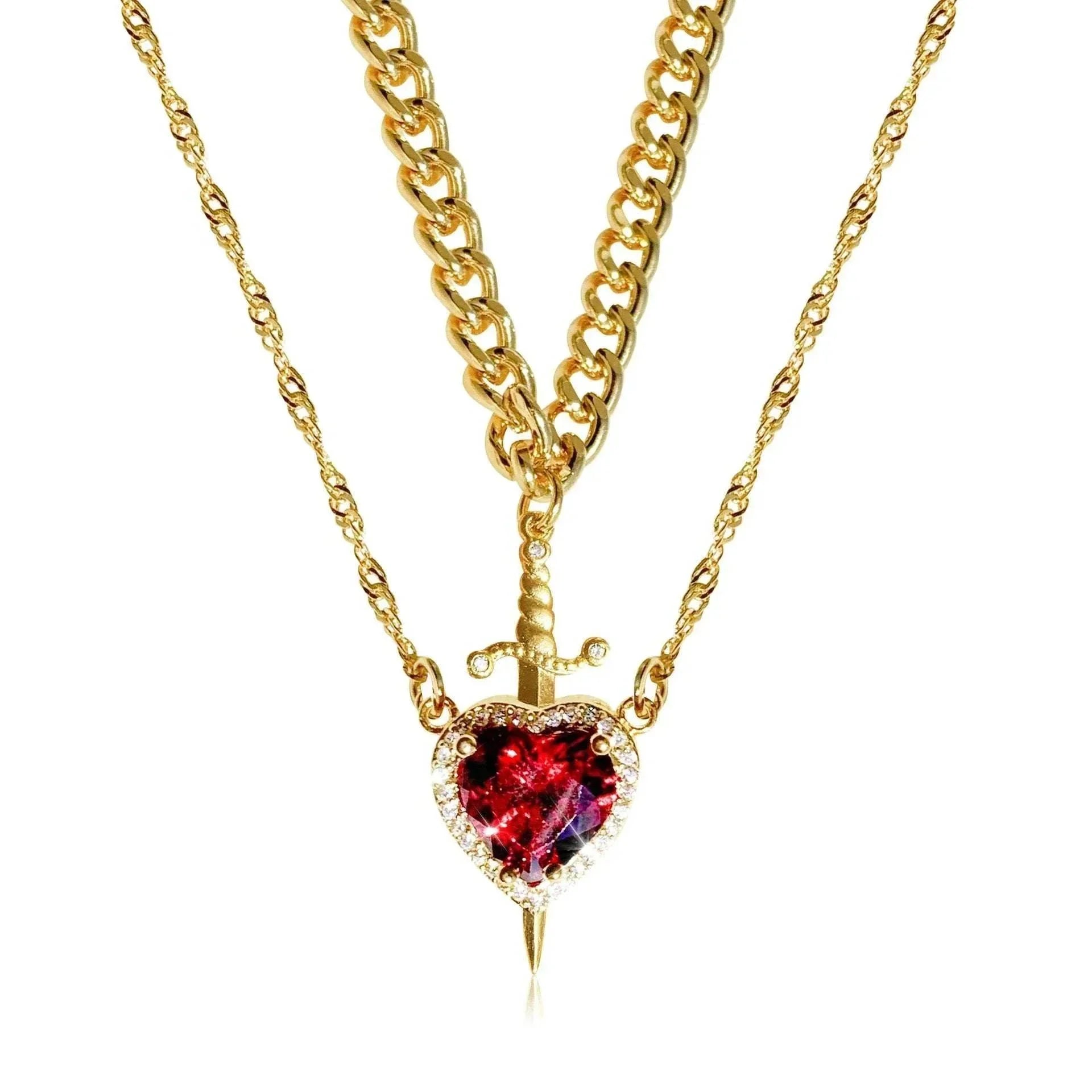 Heart & Sword Necklace Set - Gift for Couples - Buy Now! - ZA-Zola