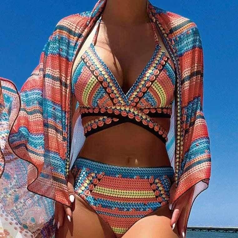 Retro Ethnic Style Cross Strap Bikini | ZA-Zola - ZA-Zola
