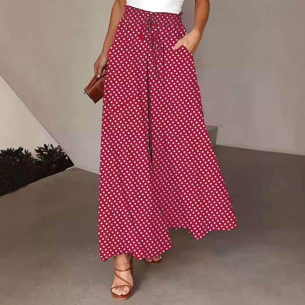 Women’s Polka Dot Wide-Leg Pants with Pockets - ZA-Zola