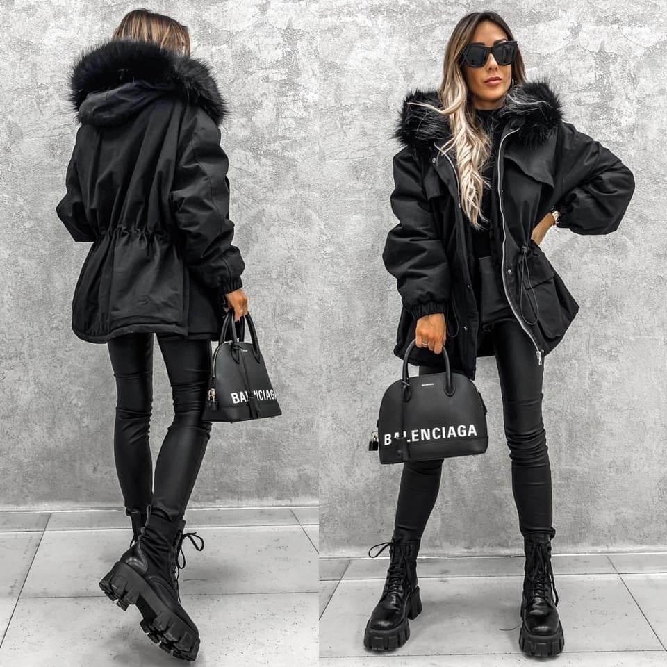 Fur Collar Artificial Fur Parka | European & American Winter Coat - ZA-Zola
