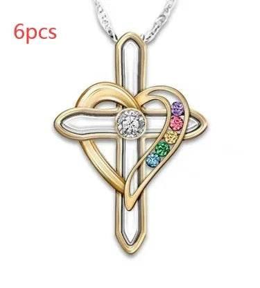Cross Love Gemstone Pendant Necklace for Men - ZA-Zola