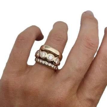 Antique Gold Zircon Ring Set | Light Luxury Jewelry - ZA-Zola