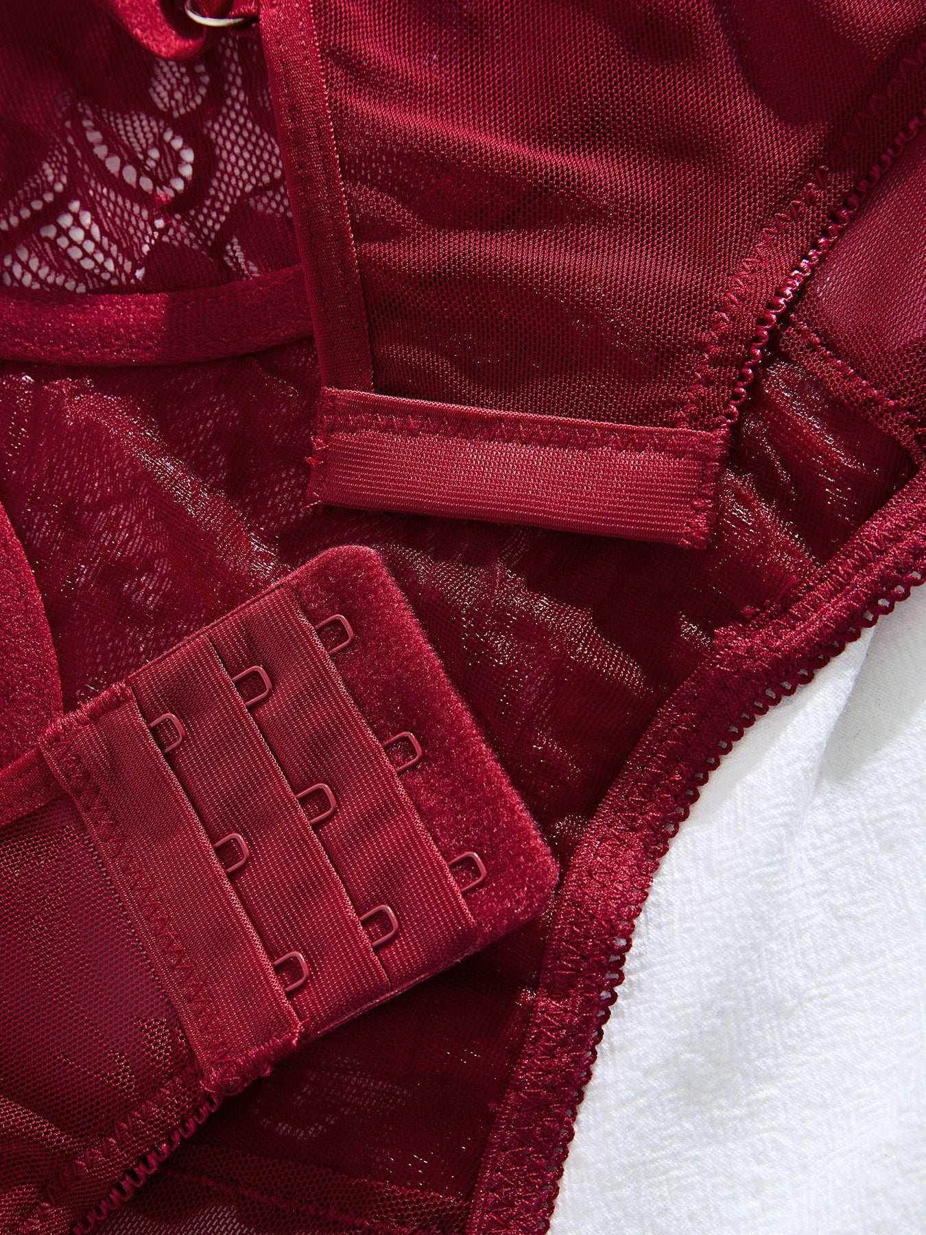 Plus Size Lace See-Through Bra T-back Two-Piece Suit - ZA-Zola