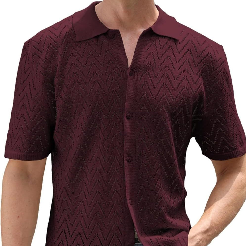 Men’s Summer Hollowed Leisure Short Sleeve Shirt