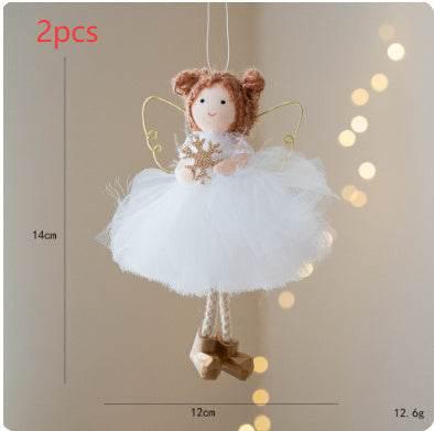Christmas Angel Girl Pendant White Tulle Skirt & Golden Wings - ZA-Zola